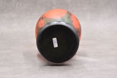 Vase with long neck in orange glass paste...