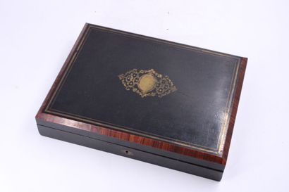 Blackened wood and veneer token box with...