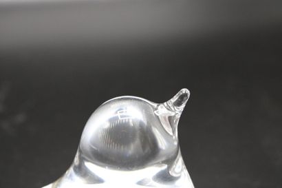DAUM. Meeting of a chick and a frog in glass....