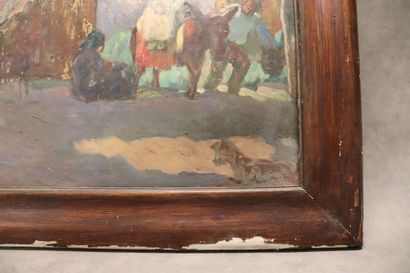 Augustin FERRANDO (1880-1957), Market scene,...