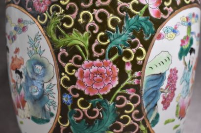 CHINA. Porcelain baluster vase with cloisonné...