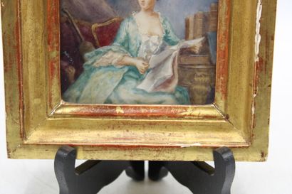 Ecole française du XVIIIe. Portrait miniature...