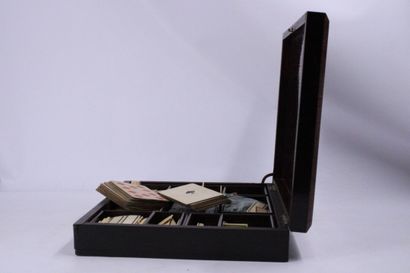 Blackened wood and veneer token box with...