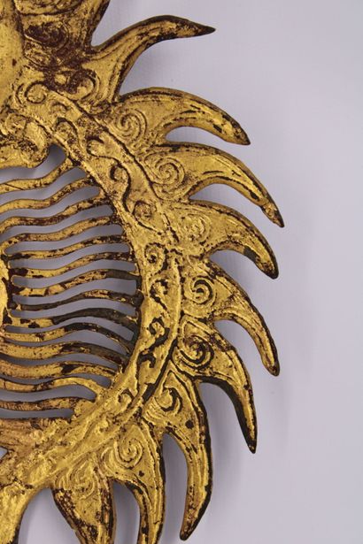 CHINA. Openwork gilded metal plate with yin...