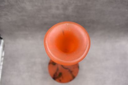 Vase with long neck in orange glass paste...