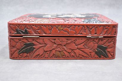 JAPON. 
Red lacquer and shibayama covered...