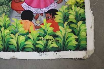 A lot of 6 Haitian paintings. oil on canvas....