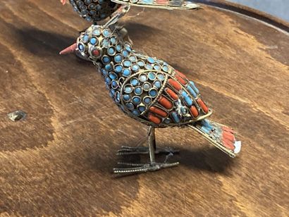TIBET 
Collection of 7 birds in metal (silver...