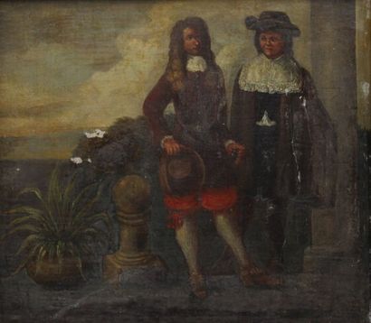 École du XIXe. Discussion entre Gentilshommes,...