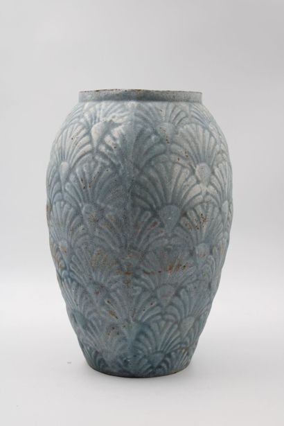 Large stoneware ovoid vase decorated with...