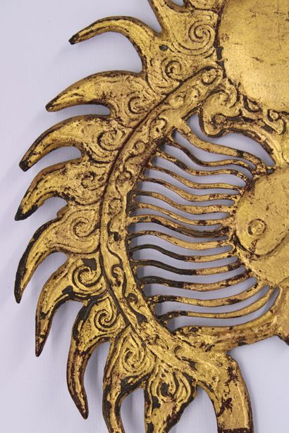 CHINA. Openwork gilded metal plate with yin...