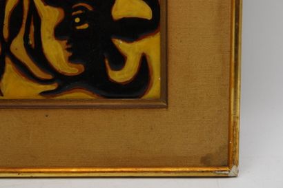 Jean LURCAT (1892-1966). Framed ceramic tile,...