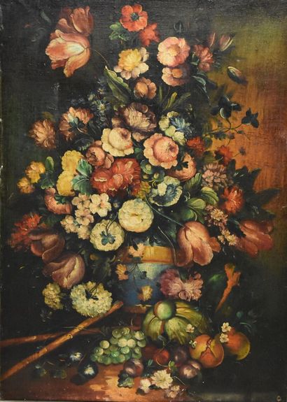 Ecole du Nord.
Still life with bouquet, oil...
