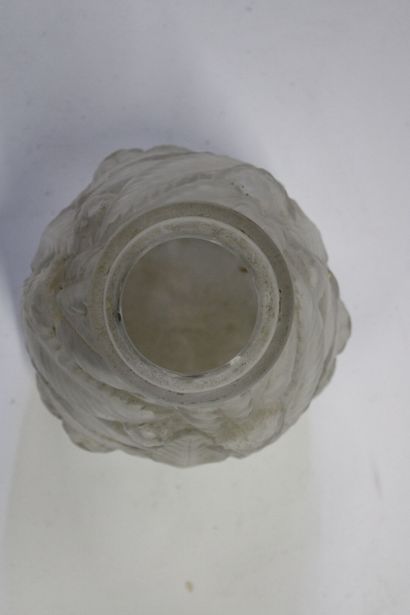 Pressed glass piriform vase. Art Deco period....