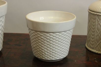 Meeting of earthenware including three cylindrical...