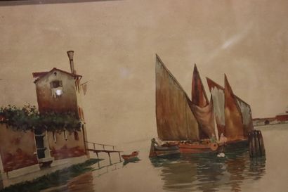 MINOTTO
A. MINOTTO. Venice. Pair of watercolors...