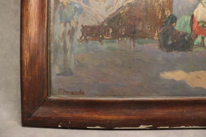 Augustin FERRANDO (1880-1957), Market scene,...