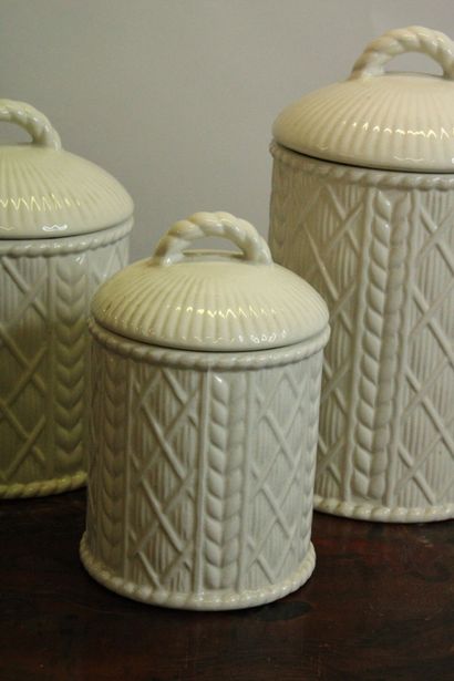 Meeting of earthenware including three cylindrical...
