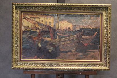 Louis BONAMICI (1878-1966)
At the port, oil...
