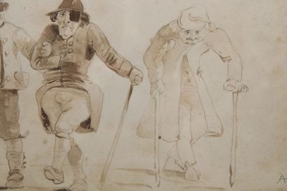 Adam TOEPFFER (1766-1847) Men with Canes,...