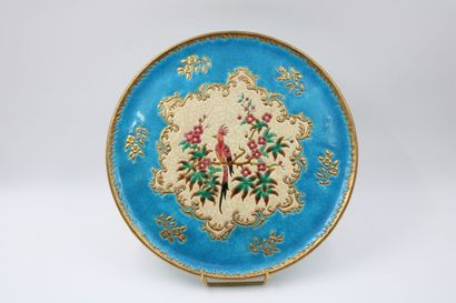 LONGWY 
Large dish in cloisonné enamels with...