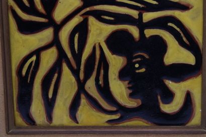 Jean LURCAT (1892-1966). Framed ceramic tile,...