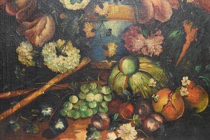 Ecole du Nord.
Still life with bouquet, oil...