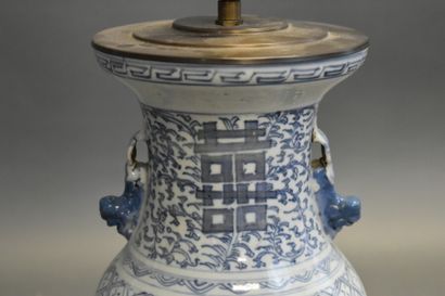 Lamp porcelain of china White Blue Total...