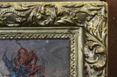 School of the XXth. Oil on panel of a still...