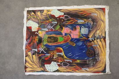A lot of 6 Haitian paintings. oil on canvas....