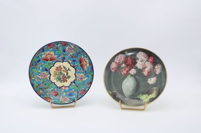 Meeting of two plates one in porcelain with...