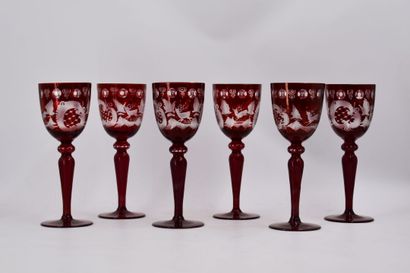 BOHEME. Service of six Bohemian crystal glasses...