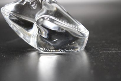 DAUM. Meeting of a chick and a frog in glass....