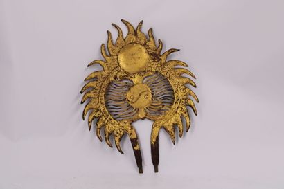 CHINA. Openwork gilded metal plate with yin...