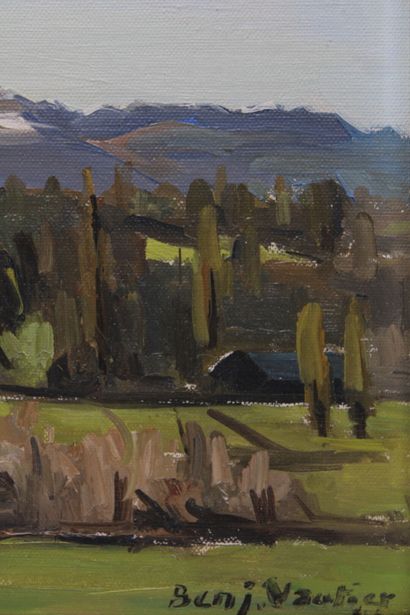 School of the XXth. Autumnal landscape. Oil...