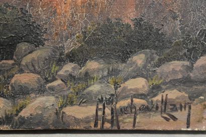Henri RICHEVILLAIN (XIX-XX) Oasis, oil on...