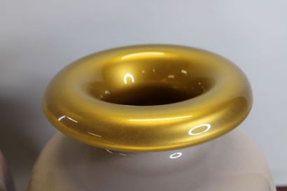 Pair of blown glass vases with shaded decoration...