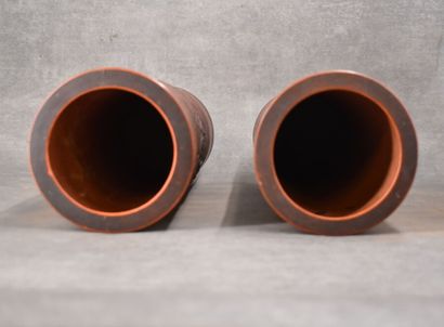 CHINA. Pair of Yixing scroll vases in terra...