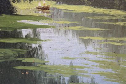 School of the XIXth century. View on a lake...
