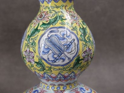 CHINA. Pair of gourd vases decorated with...