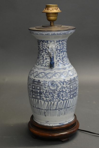 Lamp porcelain of china White Blue Total...