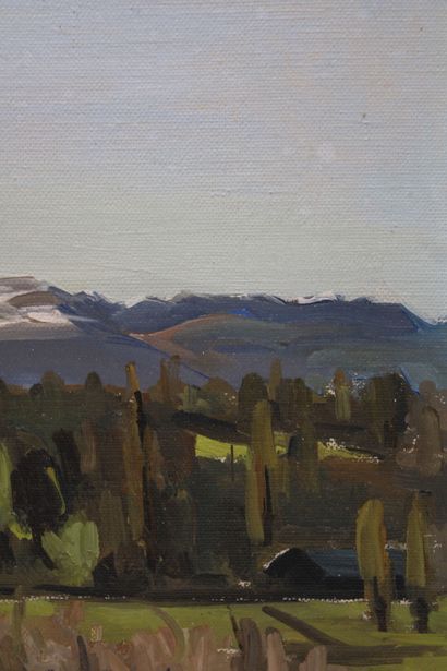 School of the XXth. Autumnal landscape. Oil...