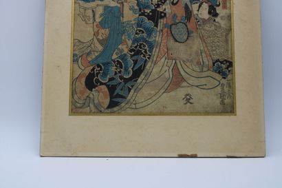 JAPON 
. Geishas, polychrome print on paper....