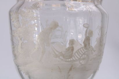 Glass punch service blown and enamelled composed...
