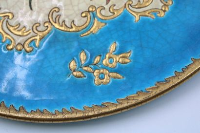 LONGWY 
Large dish in cloisonné enamels with...