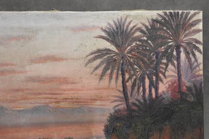 Henri RICHEVILLAIN (XIX-XX) Oasis, oil on...