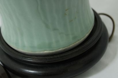 CHINE 
Celadon porcelain vase mounted in...