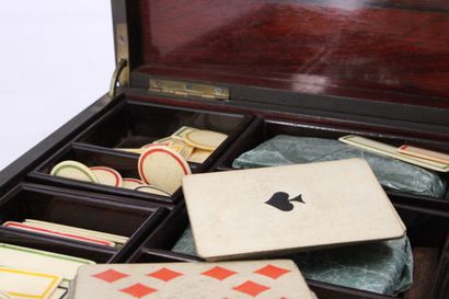 Blackened wood and veneer token box with...