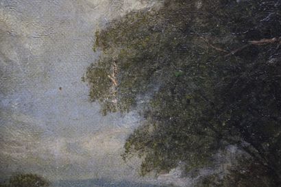 School of the XIXth century. Cows near a...