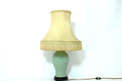 CHINE 
Celadon porcelain vase mounted in...